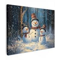 LEINWANDBILD Schneemann - Schnee - Winter - Wald Wandbild 40x30 cm - Hellblau, Textil (40/30cm) - MuchoWow