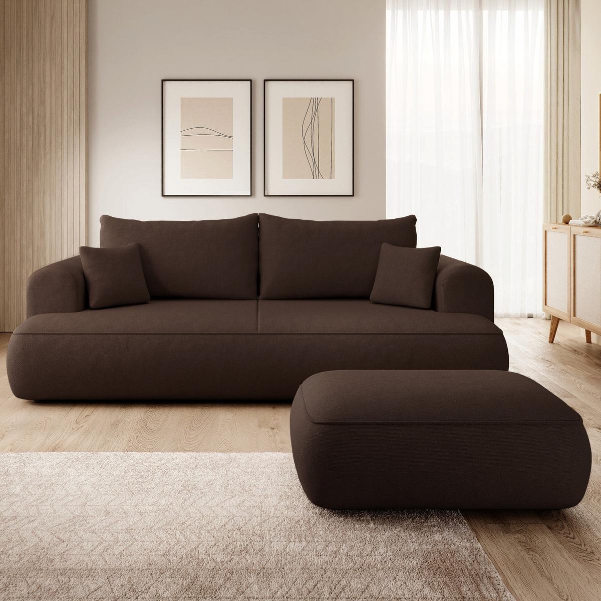 POUF Ovo 1-Sitzer 100 cm - Schwarz/Braun, Kunststoff/Textil (100/44/68cm) - Selsey