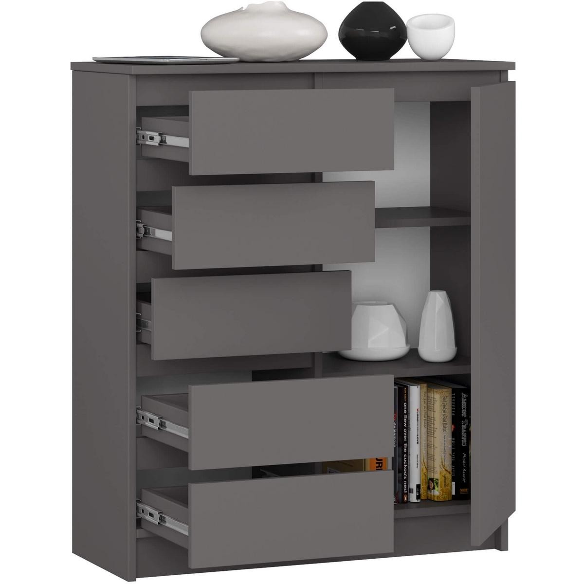 KOMMODE Graphit Grau 97/80/35 - Graphitfarben, Holzwerkstoff (80/97/35cm) - RAUMHIRSCH FURNITURE