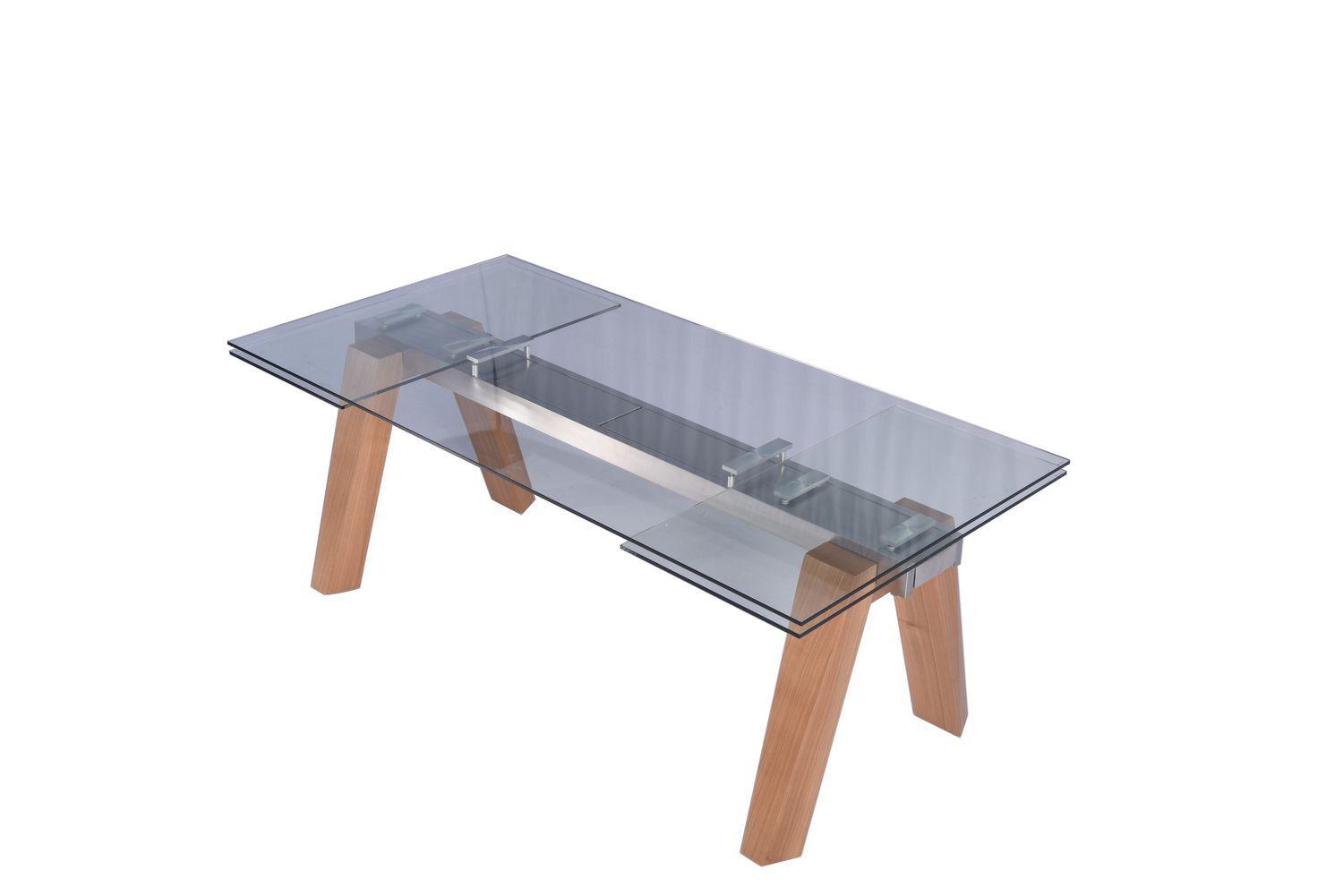 ESSTISCH MOUNTY Glas Grau Massivholz - Naturfarben/Grau, Glas/Eichenholz (100/200/76cm) - KAWOLA