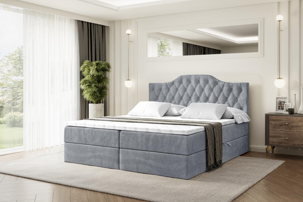 BOXBETT mit Matratze H4 und Lattenrost - VILA-1 - 140x200 cm - H4 - Grau - Grau, Holzwerkstoff (140/200cm) - ALTDECOR