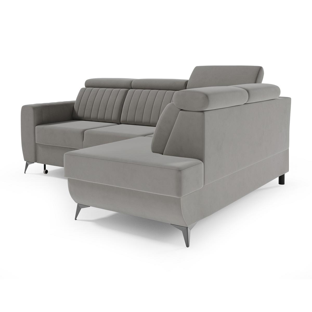 ECKSCHLAFSOFA Connor II verstellbare Kopfstützen, Dunkelbeige, rechts - Beige/Schwarz, Textil (268/204cm) - Beautysofa