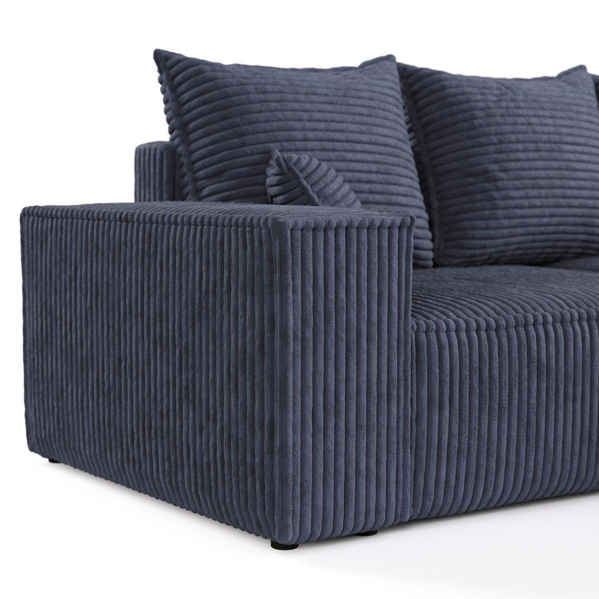 ECKSOFA SENSO mit Schlaffunktion Marineblau im Tilia Stoff - Schwarz/Dunkelblau, Holz/Holzwerkstoff (255/148cm) - AltaBeds