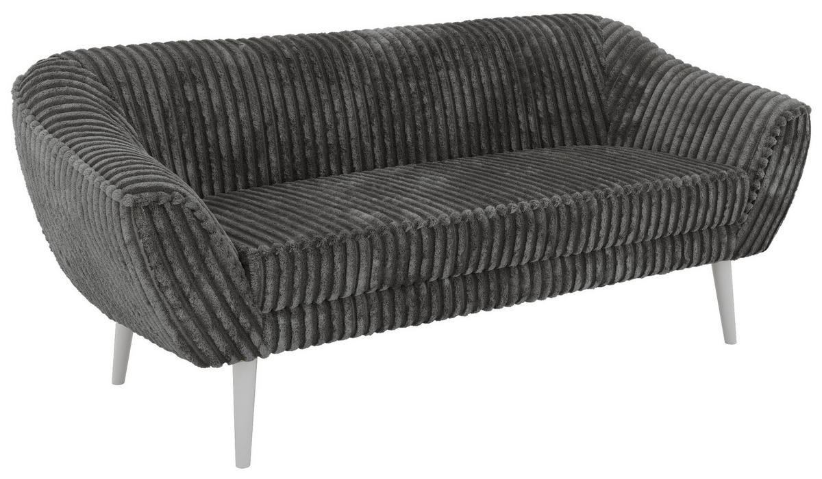 3-SITZER-SOFA PIRS - Grau Cord - Weiße Beine - Weiß/Grau, Holzwerkstoff/Textil (180/75/74cm) - MKS