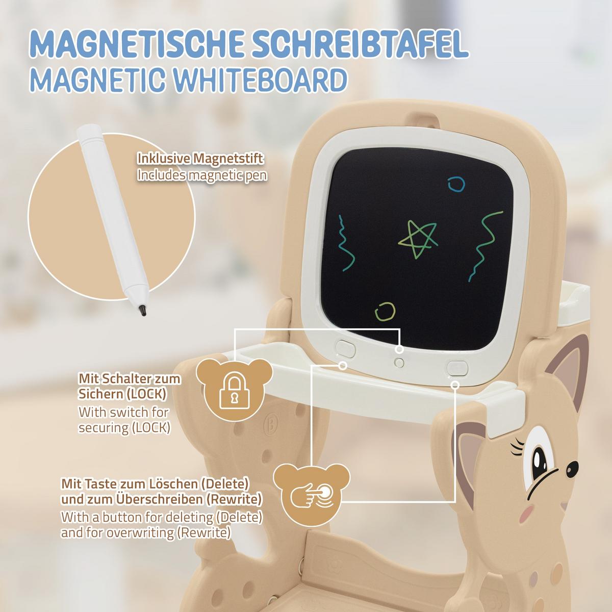 KINDER MALTISCH Braun mit Hocker - Braun, Kunststoff (41/76/45cm) - Joyz