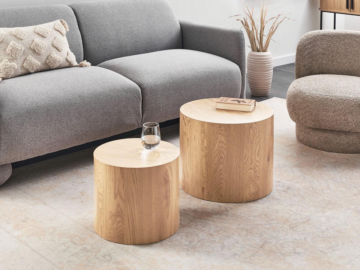 COUCHTISCH 2er-Set Hellbraun Manti - Braun, Holzwerkstoff (48/48/38cm) - Beliani