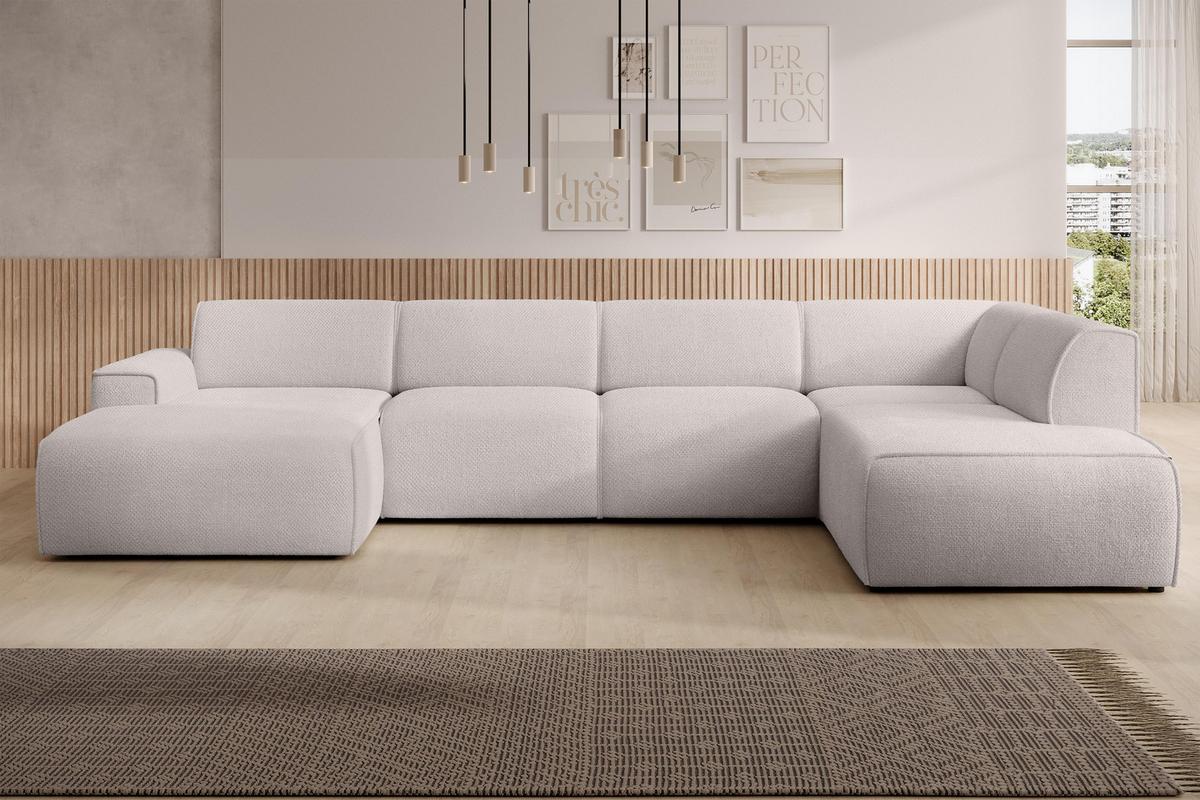 WOHNLANDSCHAFT Didim Taupe 378/220/78 cm – großes Sofa stilvoll & bequem R - Taupe/Schwarz, Kunststoff/Textil (378/78/220cm) - AX Living