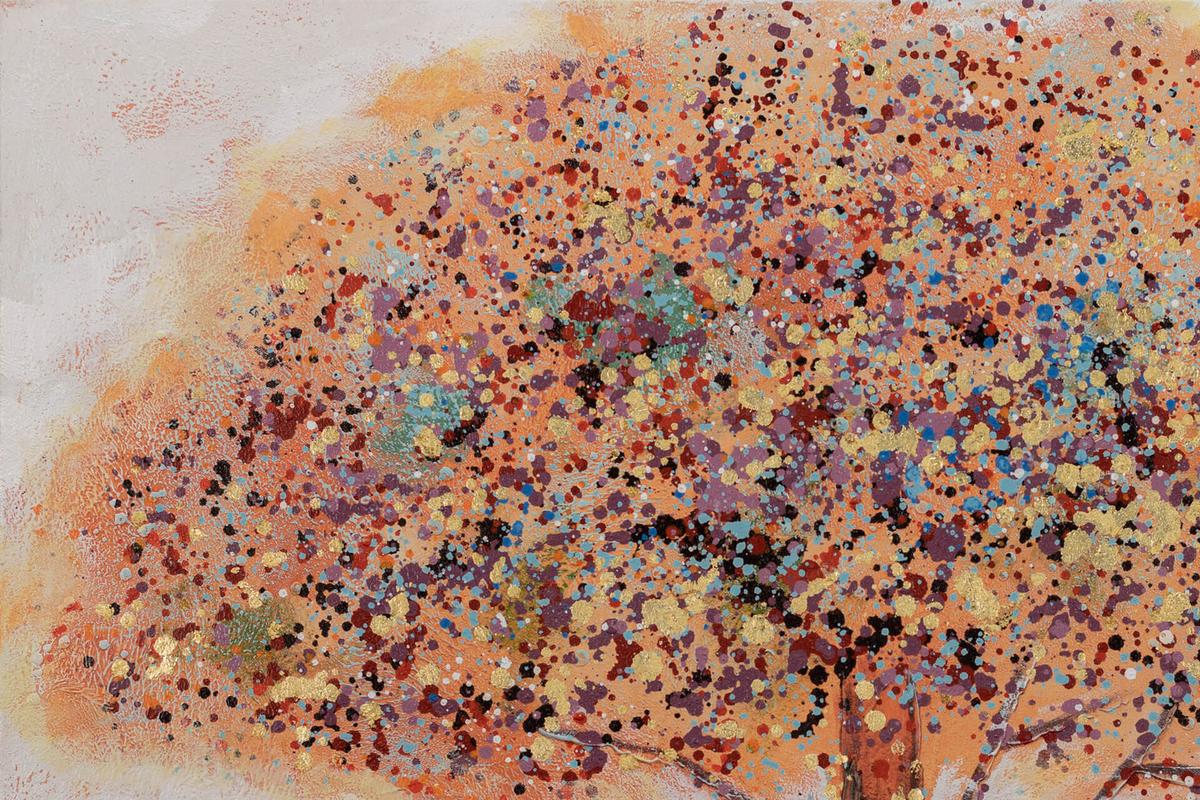 ACRYLBILD HANDGEMALT 100/70 cm - Rot/Orange, Holz/Textil (100/70cm) - KUNSTLOFT