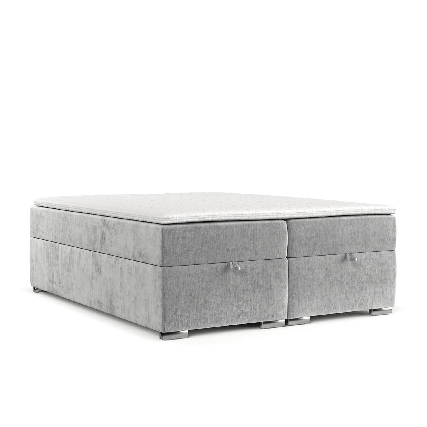BOXBETT Reto 180/200 cm Hellgrau im Lotta Stoff - Chromfarben/Hellgrau, Holz/Holzwerkstoff (180/200cm) - AltaBeds