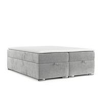 BOXBETT Reto 140/200 cm Hellgrau im Lotta Stoff - Chromfarben/Hellgrau, Holz/Holzwerkstoff (140/200cm) - AltaBeds