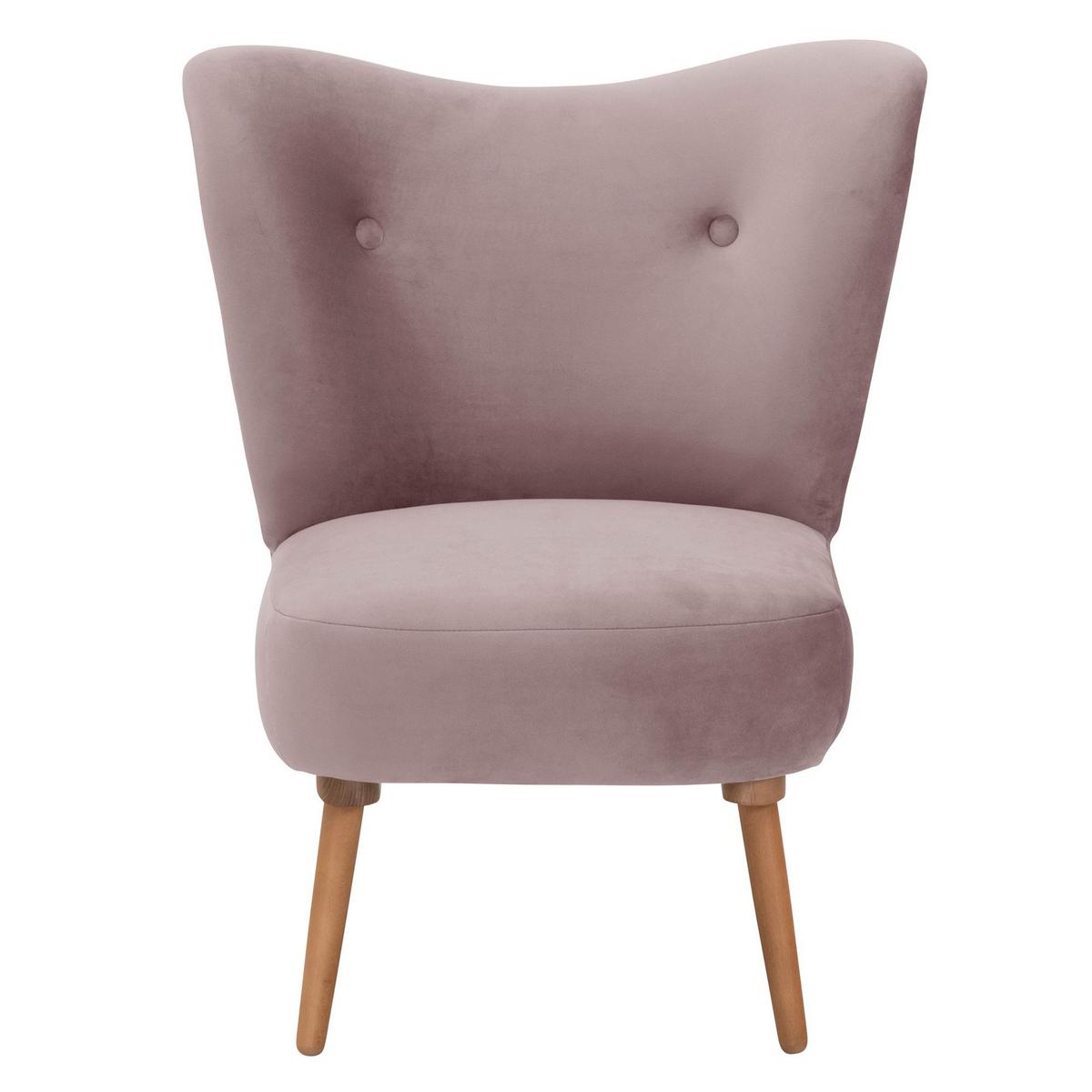 COCKTAILSESSEL Kayra Samtvelours rosé - Rosa, Kunststoff (72/90/74cm) - 58aufmkessel