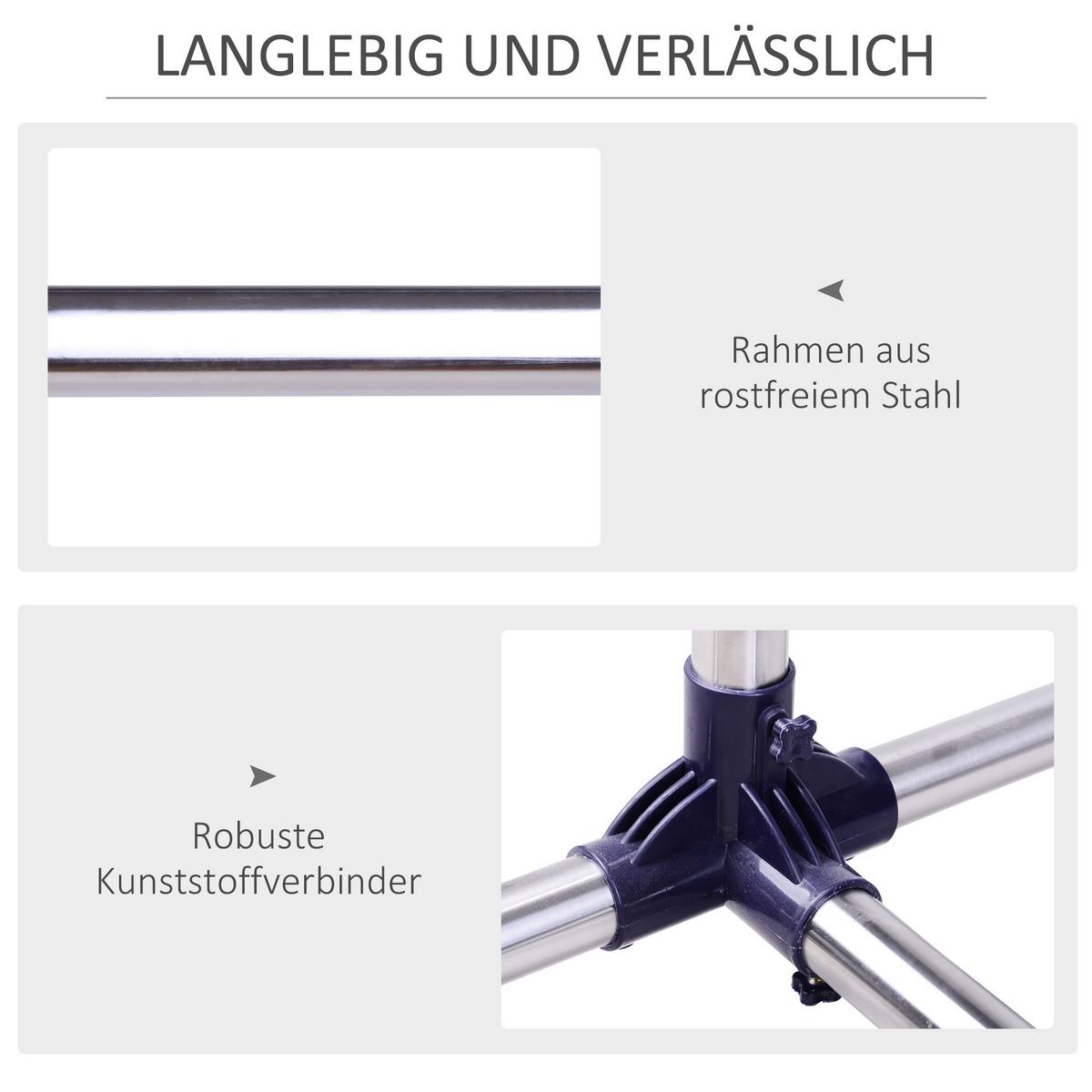 GARDEROBENSTÄNDER Kleiderständer mit Rollen Höhenverstellbare Kleiderstange - Silberfarben, Metall (86/95/45cm) - HOMCOM