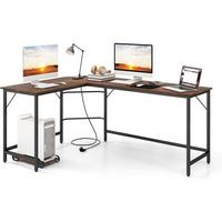 COMPUTERTISCH Braun - Braun, Holzwerkstoff (50/168/74.5cm) - COSTWAY