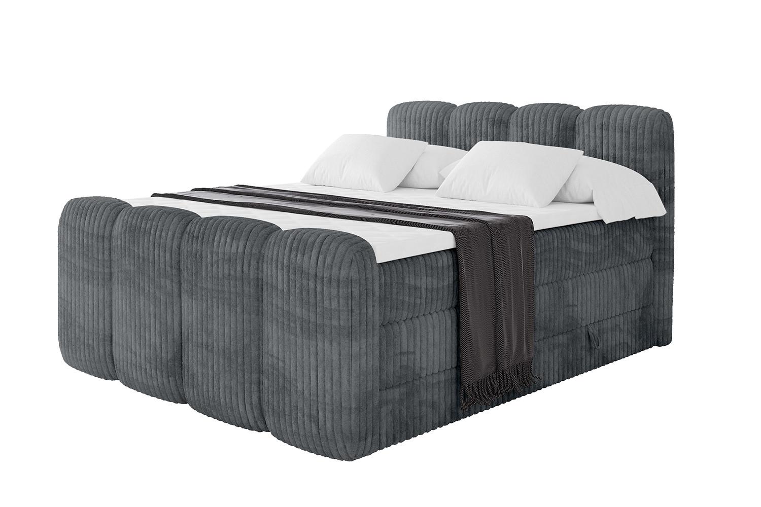 BOXBETT mit Matratze H3|H4 und Lattenrost - NINA-Z KING - 160x200 cm Tila - Dunkelgrau - Schieferfarben, Holzwerkstoff (160/200cm)