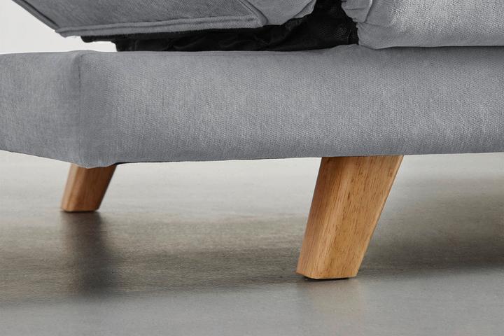 Schlafsofa hellgrau Füße Holz massiv naturfarbe