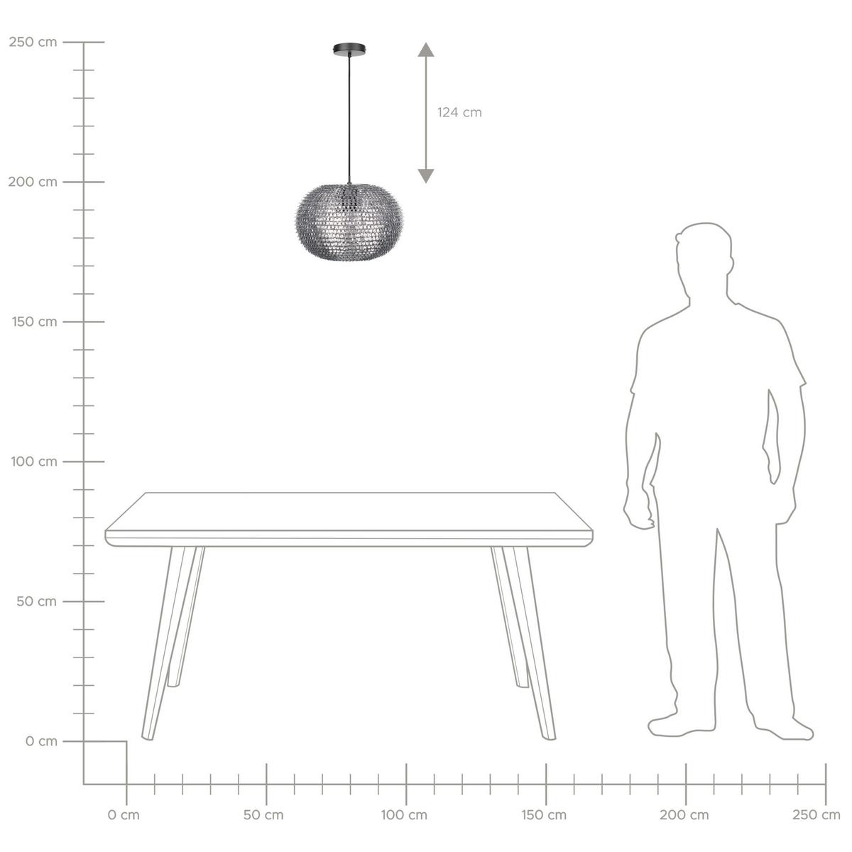 HÄNGELEUCHTE Reine 32/32/146 cm - Silberfarben, Metall (32/32/146cm) - Beliani