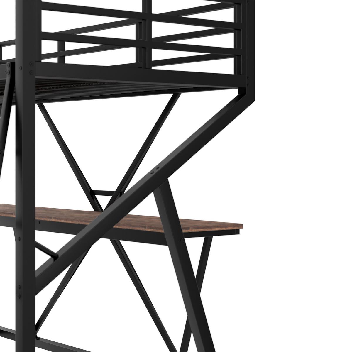 HOCHBETT Schwarz ohne Matratze 204/98/160.5 cm - Schwarz, Metall - Urban Meuble