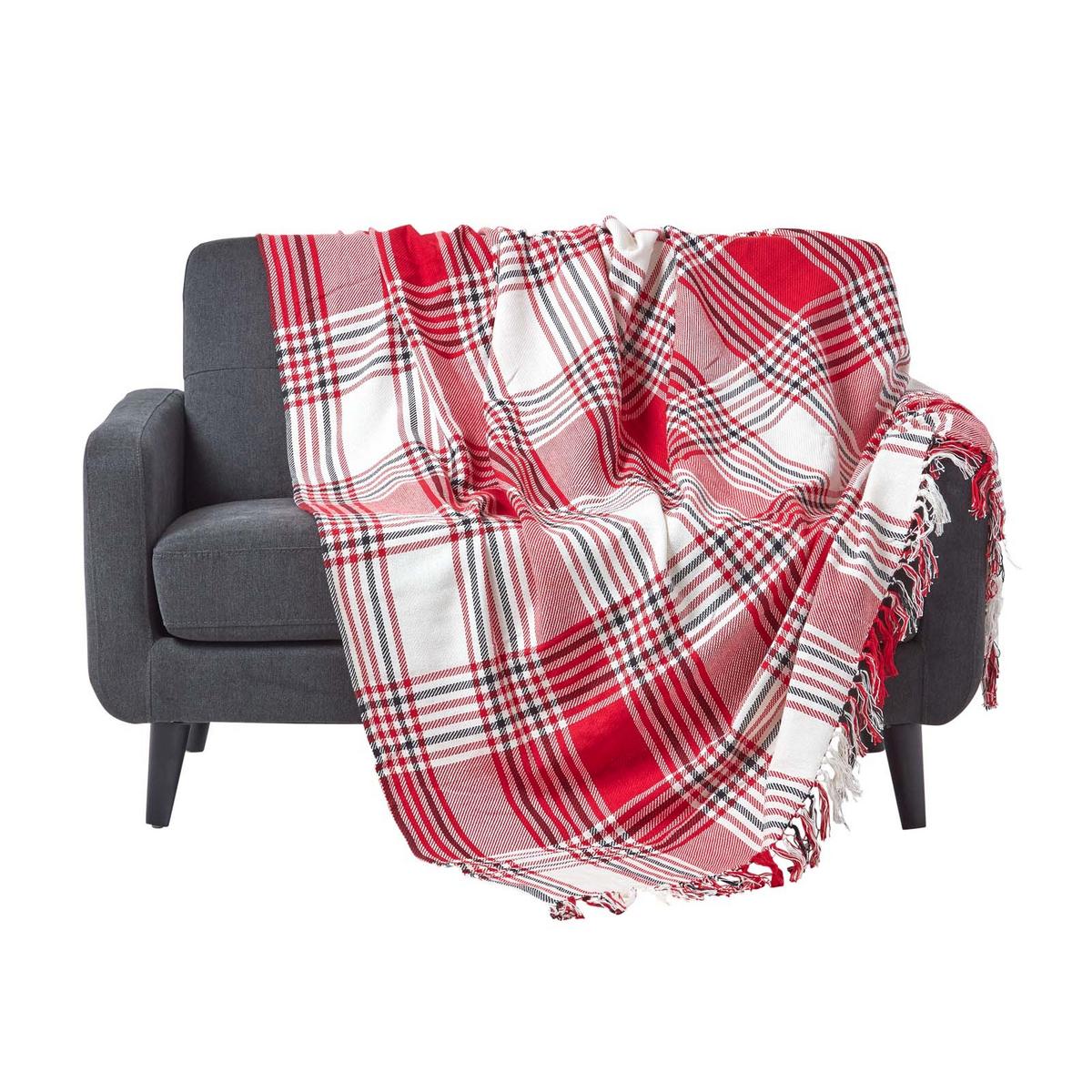 ÜBERWURF 255/360 cm, Schottenkaro, 100% Baumwolle - Rot, Textil (255/360cm) - Homescapes