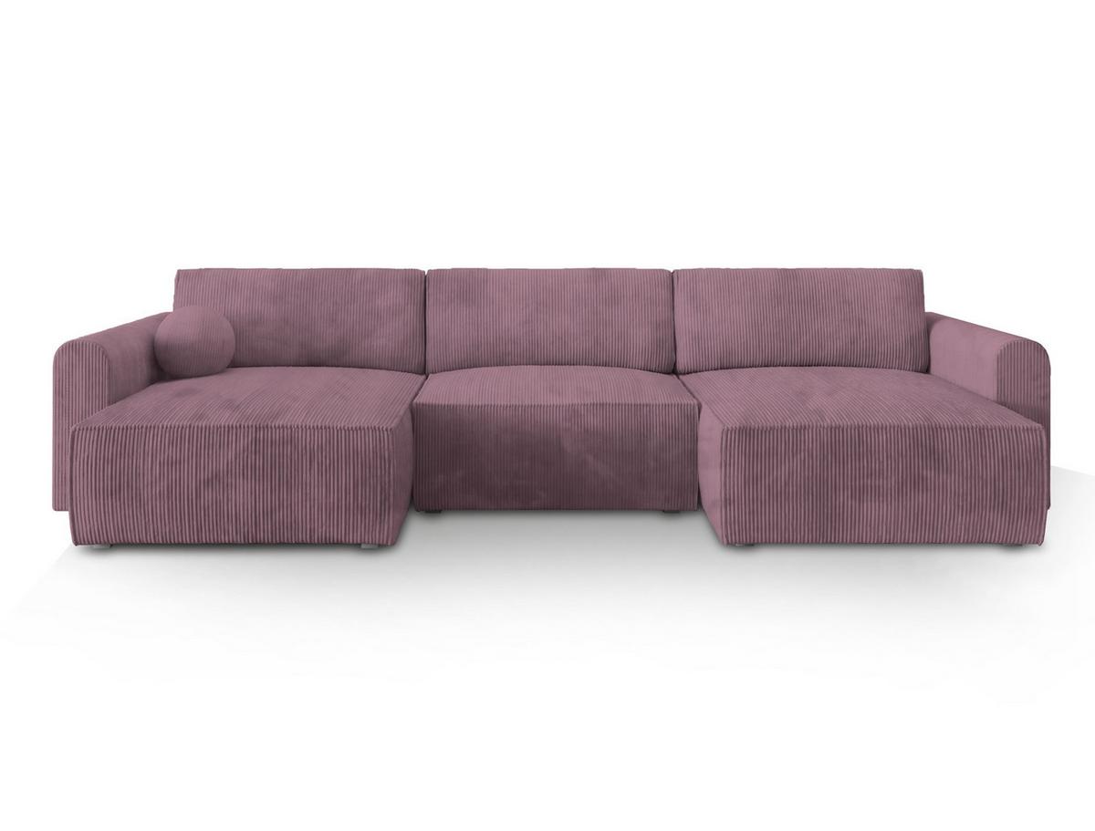 WOHNLANDSCHAFT FENTO P Lila Kordstoff mit Schlaffunktion - Lila/Grau, Holz/Kunststoff (347/90/148cm) - MASSENO