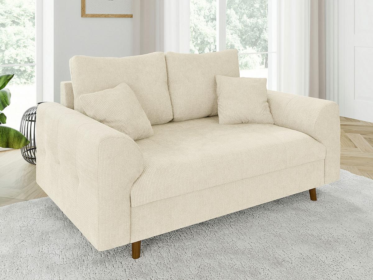 2-SITZER-SOFA Sigurd Beige Chenille - Beige/Braun, Holz/Textil (150/81/93cm) - S-Style Möbel