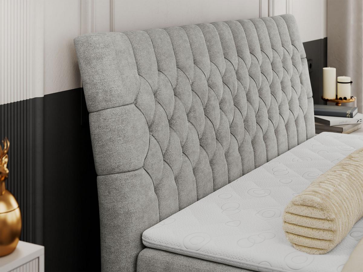 BOXBETT MILEN 120/200 Hellgrau Struktur - H3 - Hellgrau, Holz/Textil (120/200cm) - MKS