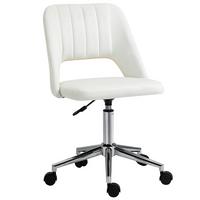 BÜROSTUHL Drehstuhl Jakobsmuschel-Form verstellbar Samtartiges Polyester - Chromfarben/Creme, Textil/Metall (60/91/49cm) - Vinsetto