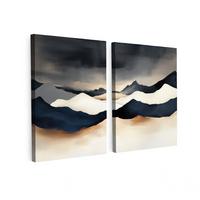 LEINWANDBILD 2er Set Landschaft - Abstrakt - Modern 120x80 cm - Dunkelblau, Textil (120/80cm) - MuchoWow