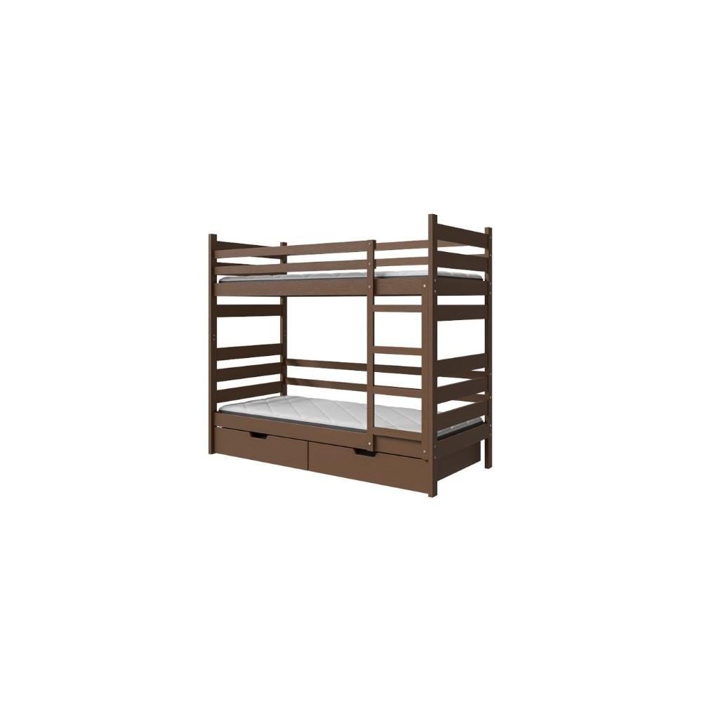 ETAGENBETT DRAKO mit Bettkasten 80x190 cm Nussbaum - Nussbaumfarben, Holz (80/190cm) - MASSENO