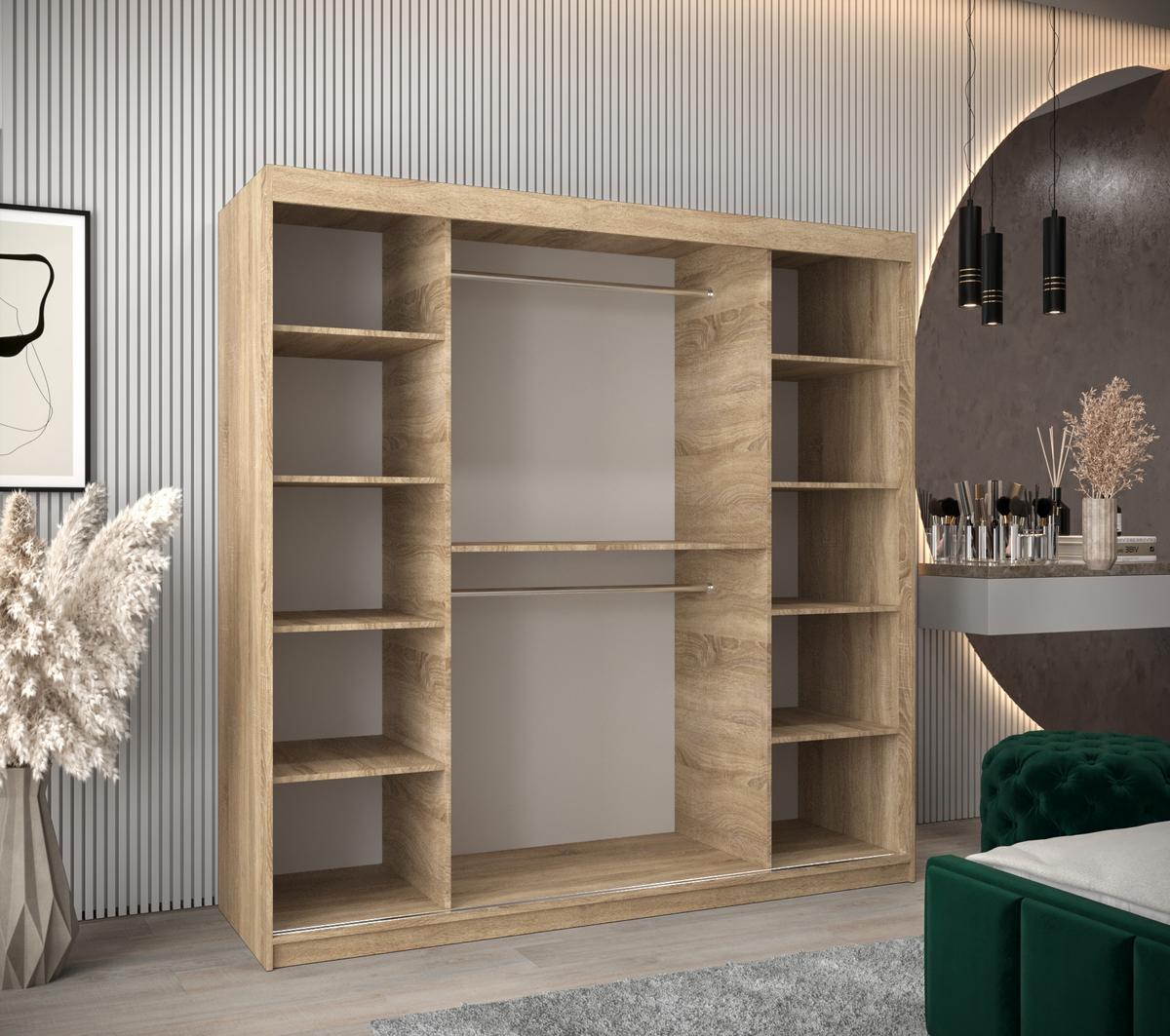 SCHWEBETÜRENSCHRANK 200/200/62 2-türig - Silberfarben/Sonoma Eiche, Holz/Kunststoff (200/200/62cm) - MÖBEL KRYSPOL