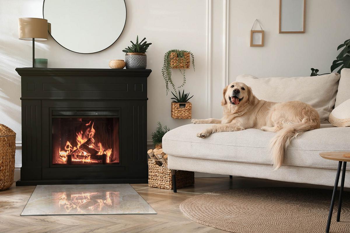 GLASPLATTE für Kamin 80x60 cm - Beige, Glas (80/60/0.4cm) - TULUP