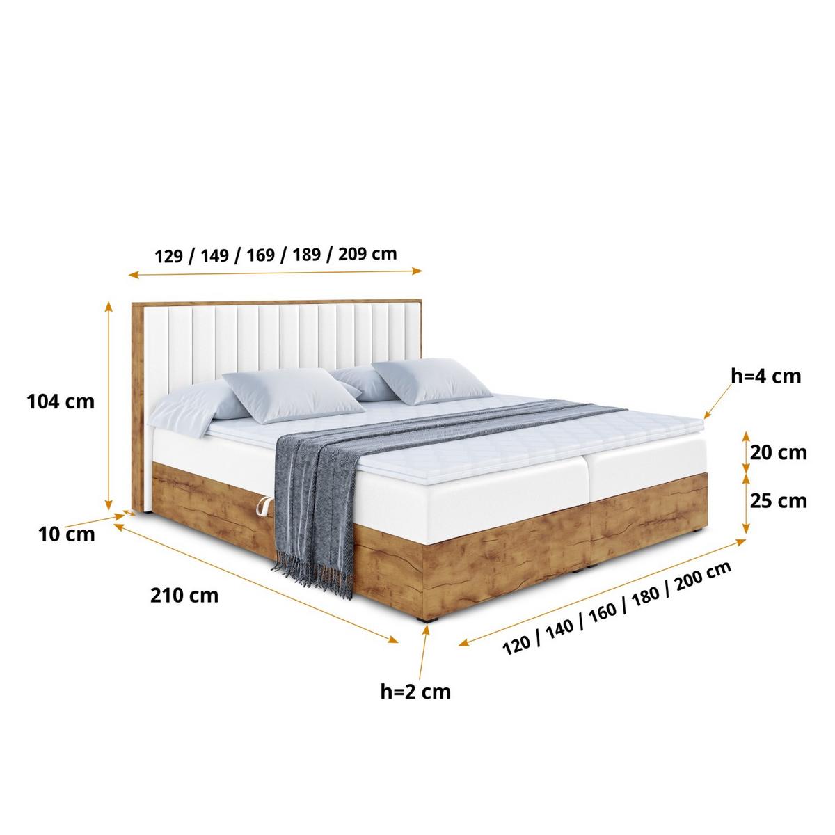 BOXBETT mit Matratze H4 und Lattenrost - LOLLI4 - 140x200 - Weiß Hochglanz - Weiß, Holzwerkstoff/Kunststoff (140/200cm) - ALTDECOR