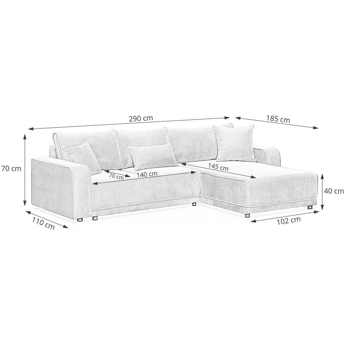 ECKSCHLAFSOFA Primo L rosa - Schwarz/Rosa, Textil (290/185cm) - Beautysofa