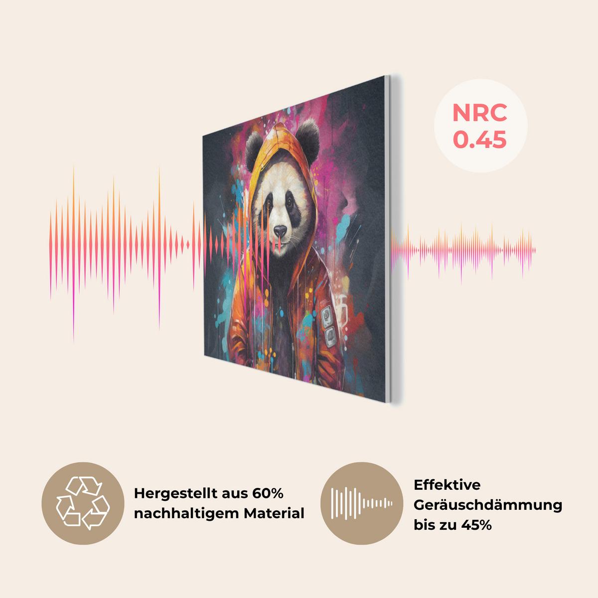 AKUSTIKBILD Panda - Jacke - Graffiti - Orange Wanddeko 70x50 cm - Orange, Kunststoff (70/50/0.9cm) - MuchoWow