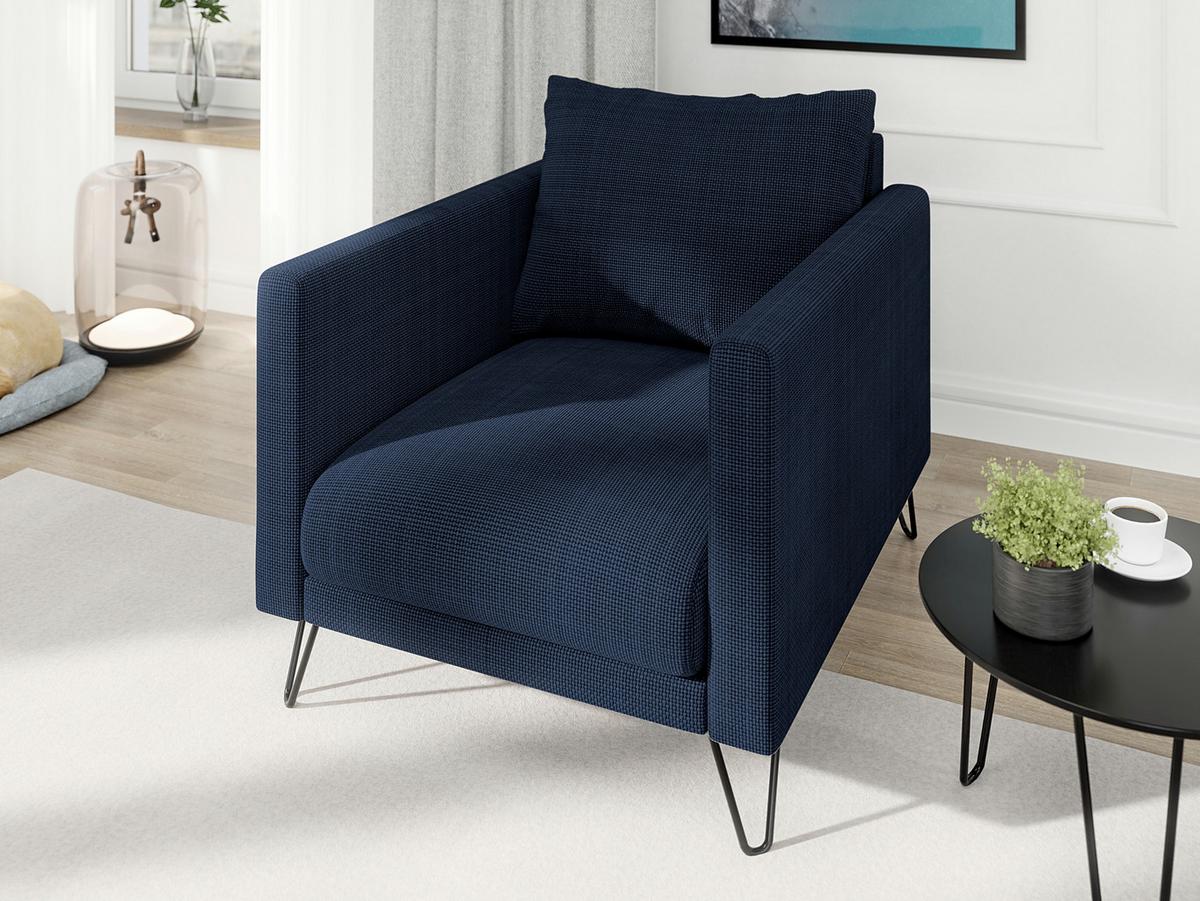 SESSEL Harmony Marineblau Chenille - Schwarz/Dunkelblau, Holz/Textil (80/85/100cm) - S-Style Möbel