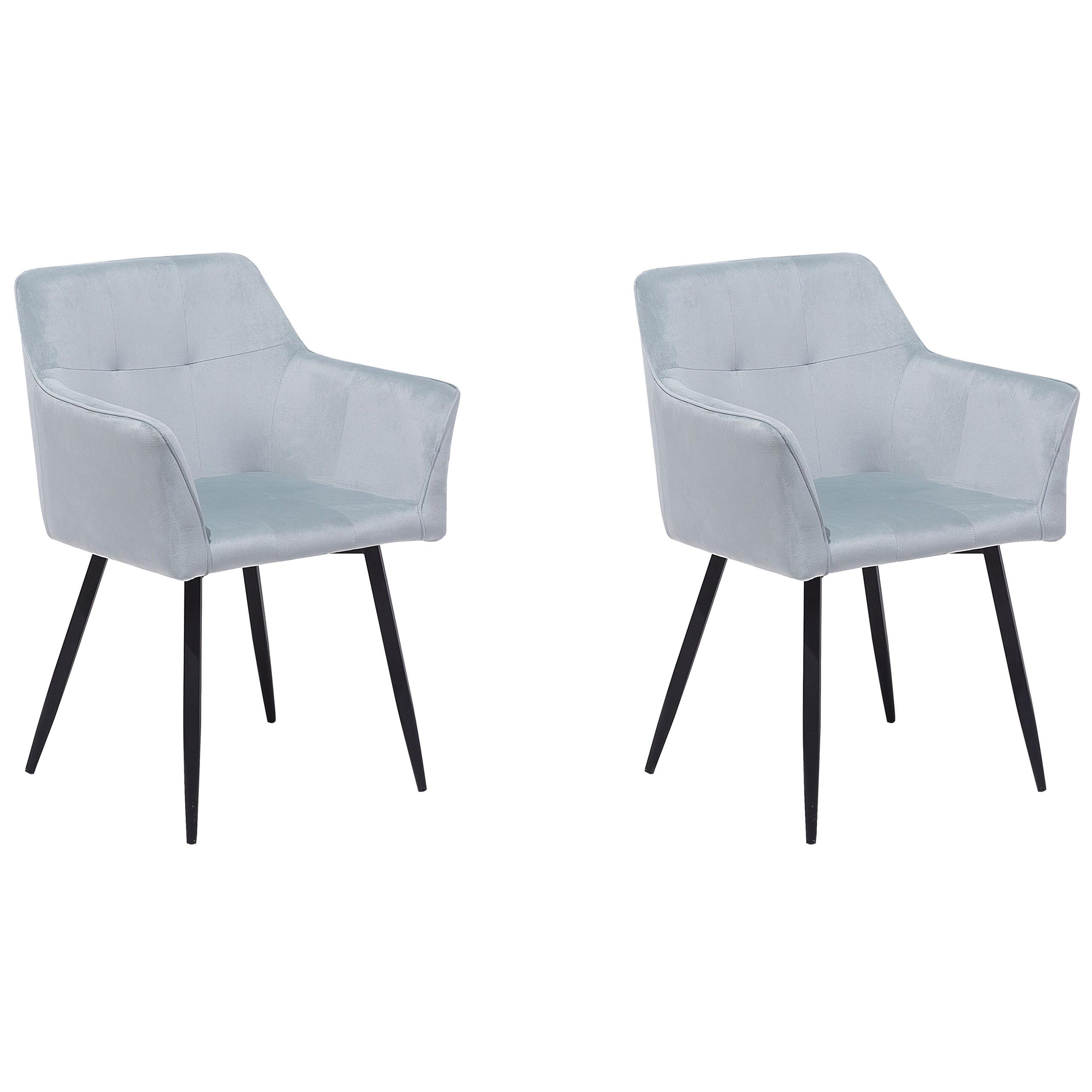 ESSZIMMERSTUHL 2er-Set Samtstoff Grau Jasmin - Grau, Textil/Metall (60/84/49cm) - Beliani