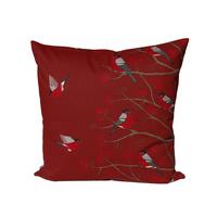 KISSENHÜLLE Beeren Vögel Baumwolle marsala 60/60 cm - Rot, Textil (60/60cm) - beties Heimtextil