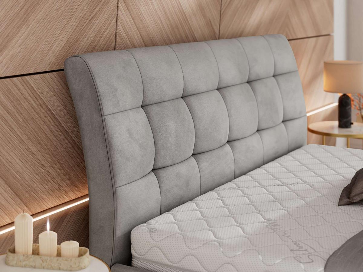 POLSTERBETT GALA CLASSIC 160/200 - Hellgrau Velvet - Multipocket-Matratze - Hellgrau, Textil (160/200cm) - MKS