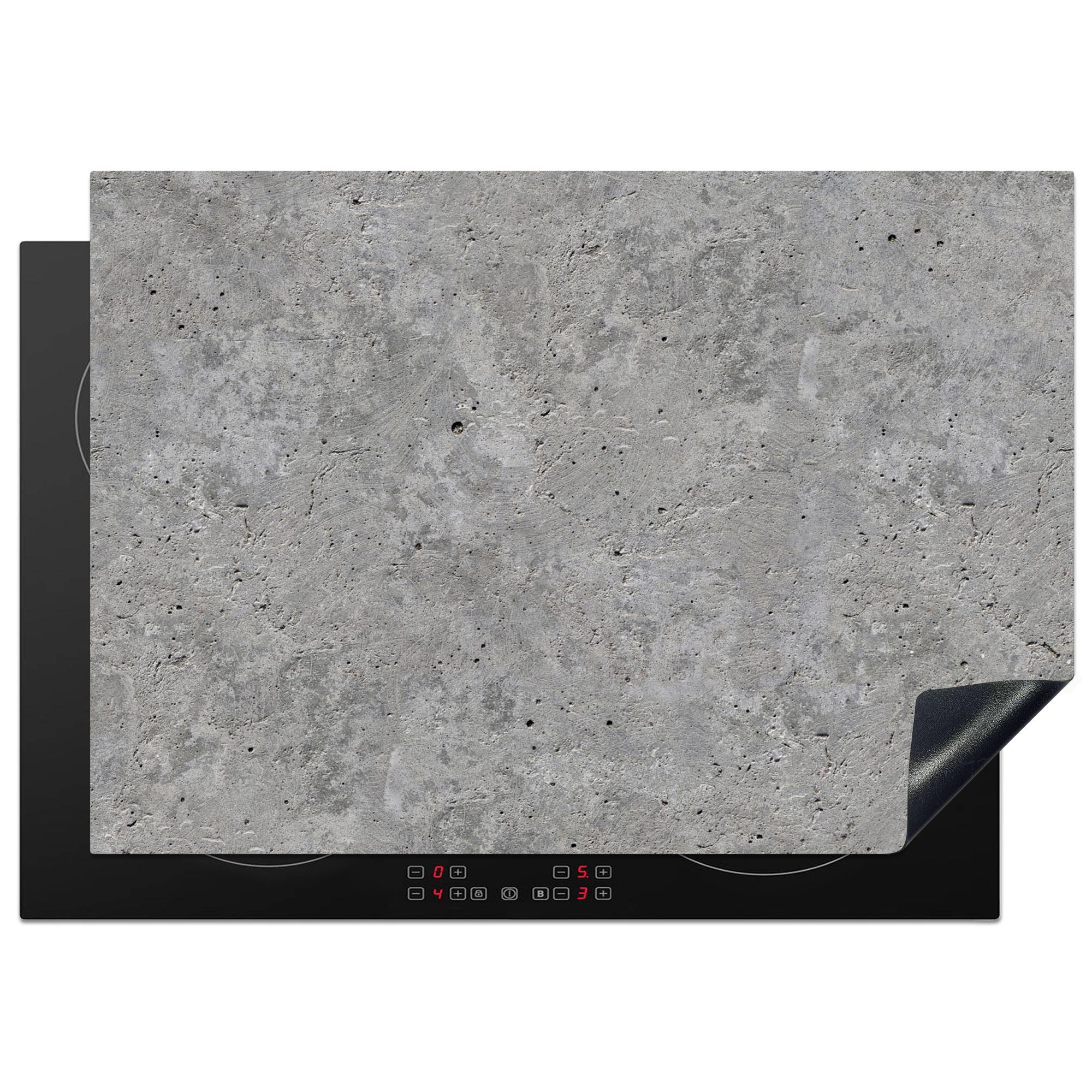 HERDABDECKPLATTE Beton - Schiefer - Grau - Struktur aus Beton Herdabdeckung Induktionsfeld 75x52 cm - Hellgrau, Kunststoff (75/52/0.2cm) - MuchoWow