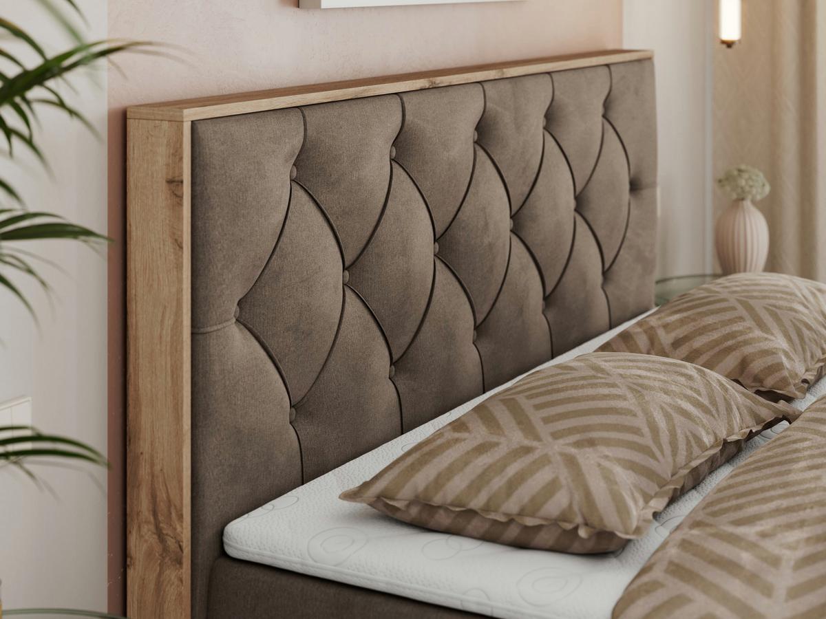 BOXBETT VENETO 140/200 Braun Velvet - H4 - Braun, Holz/Textil (140/200cm) - MKS