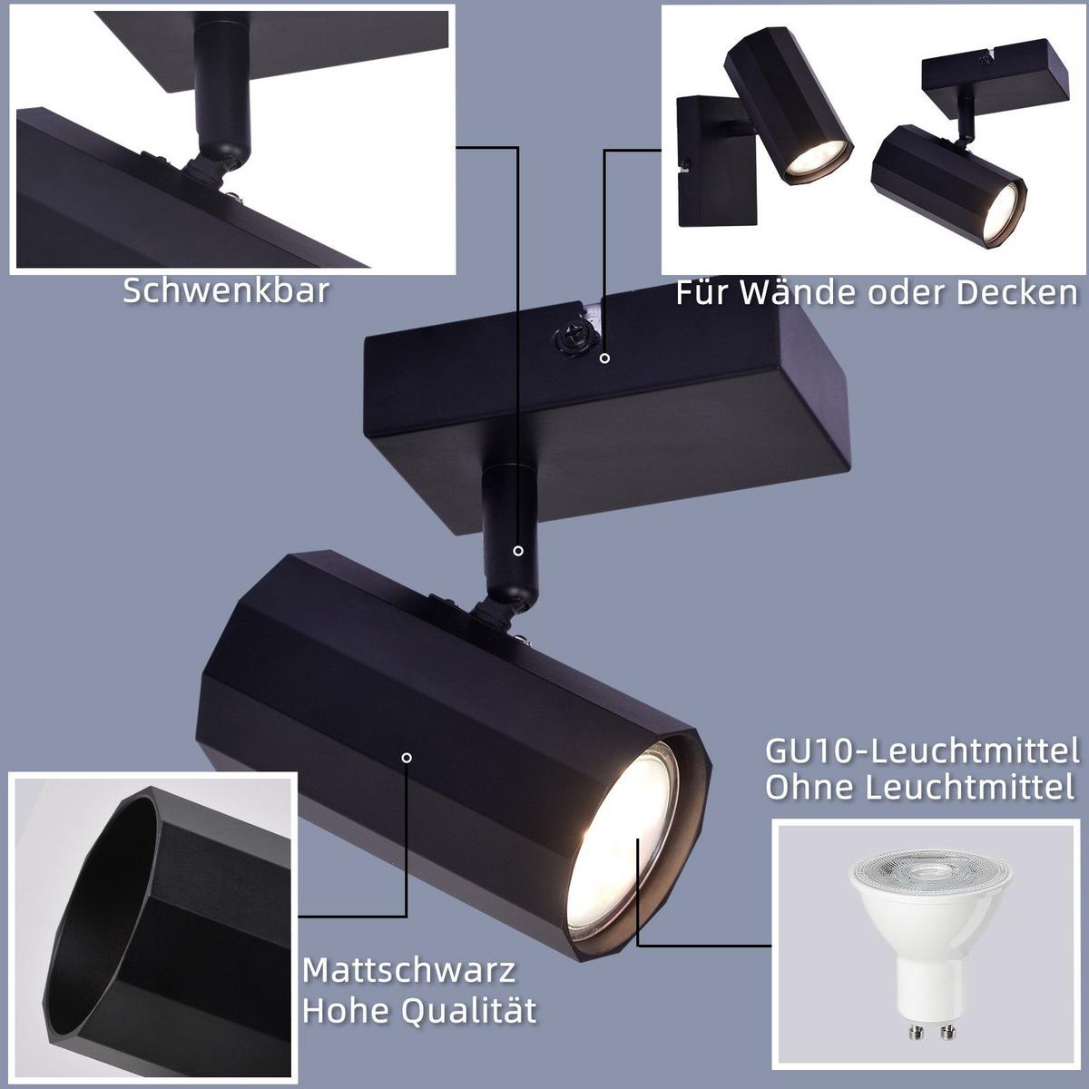 DECKENSTRAHLER Adorf 1-flammig 10/2.5/15.3 cm - Schwarz, Metall (10/2.5/15.3cm) - Nettlife