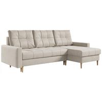 ECKSOFA Astra Beige Velvet - Beige/Braun, Holz/Textil (220/140cm) - MKS