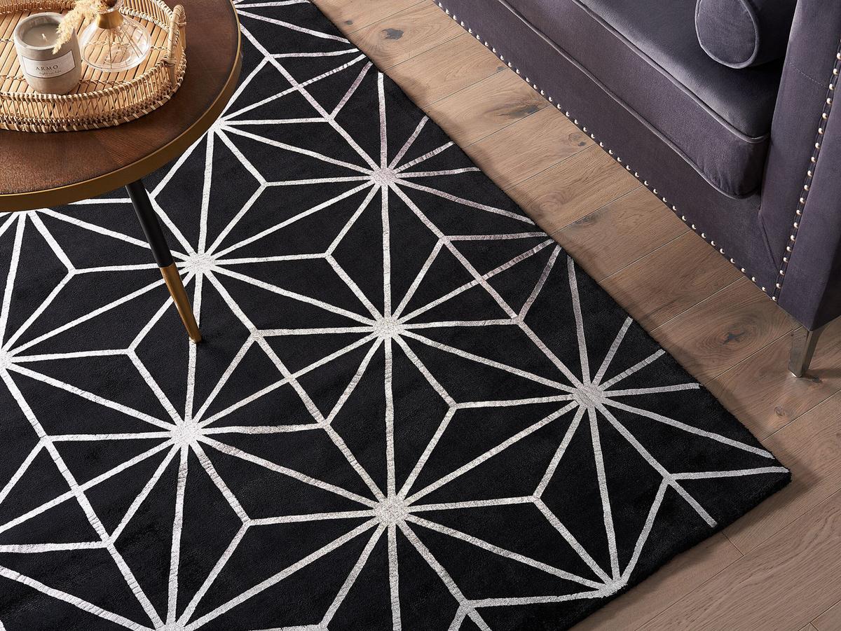 KURZFLOR-TEPPICH Sibel 230/160 cm - Schwarz, Naturmaterialien (160/230cm) - Beliani