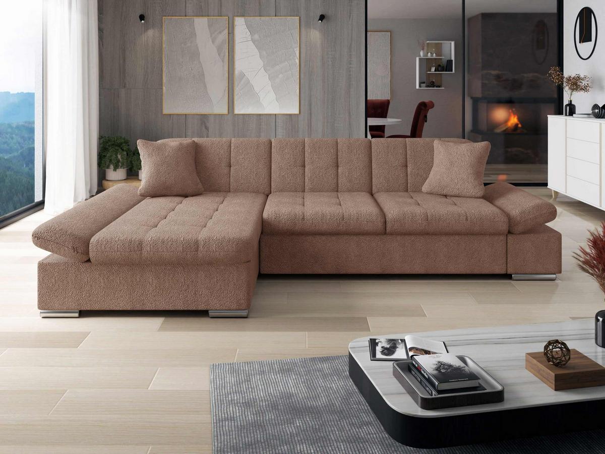 ECKSOFA Montana, Seite: Links - Cappuccino, Holz/Textil (278/161cm) - MIRJAN24