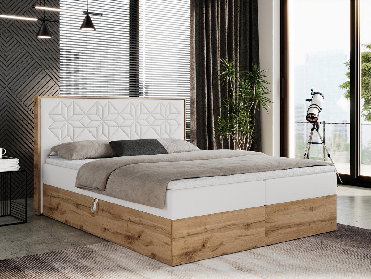 BOXBETT NESSI - 120/200 Weiß Kunstleder - H4 - Weiß, Holz/Textil (120/200cm) - MKS