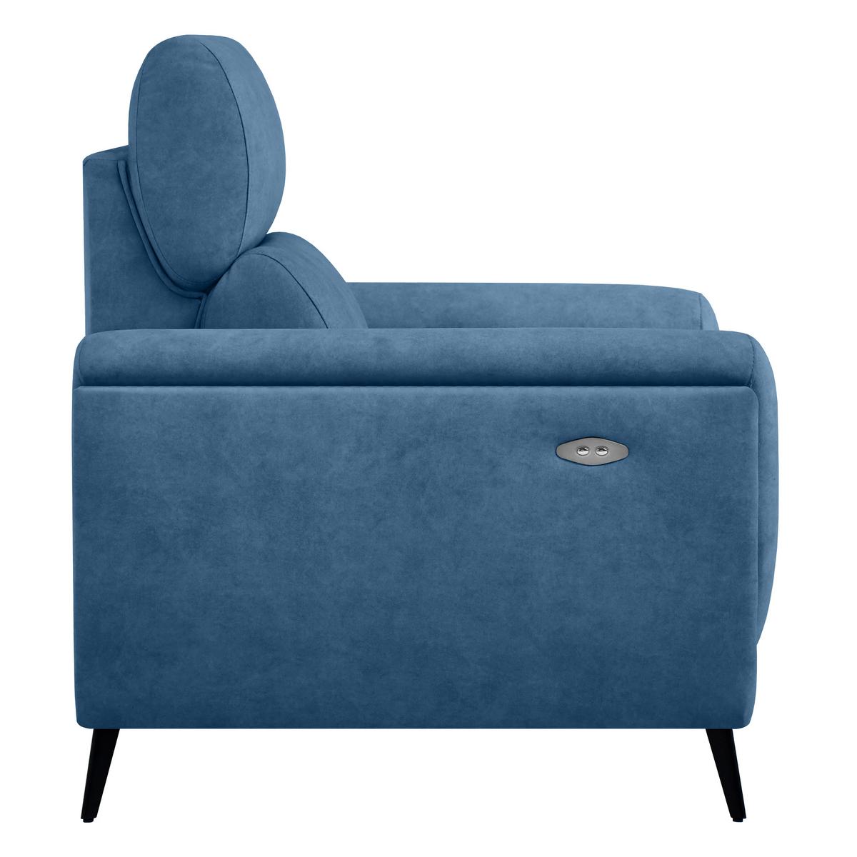 RELAXSESSEL Comfort, mit elektrischer Verstellung und verstellbarer Kopfstütze, Blau - Blau/Schwarz, Textil (103/97/102cm) - Beautysofa