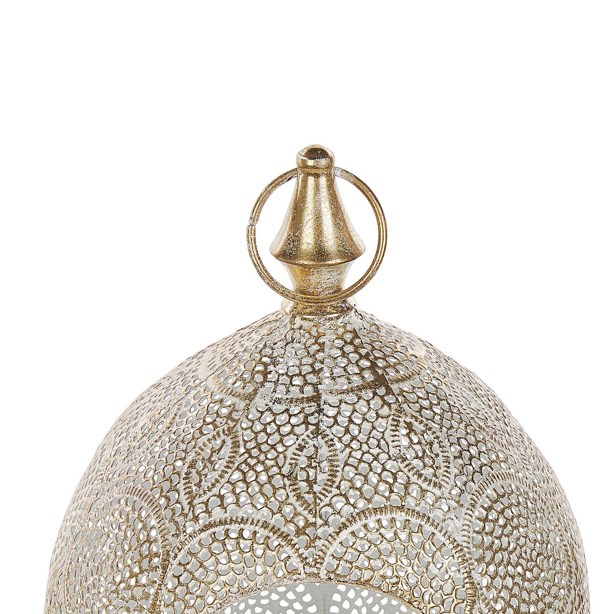 LATERNE Gold Laeso - Goldfarben/Weiß, Metall (24/33/24cm) - Beliani