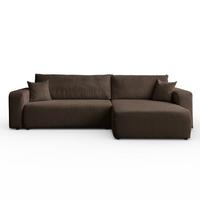 ECKSOFA Gepolstertes PRESTIGE XL mit Schlaffunktion und Bettkasten, Poso 06 - Braun, Textil (277/143cm) - Lookway
