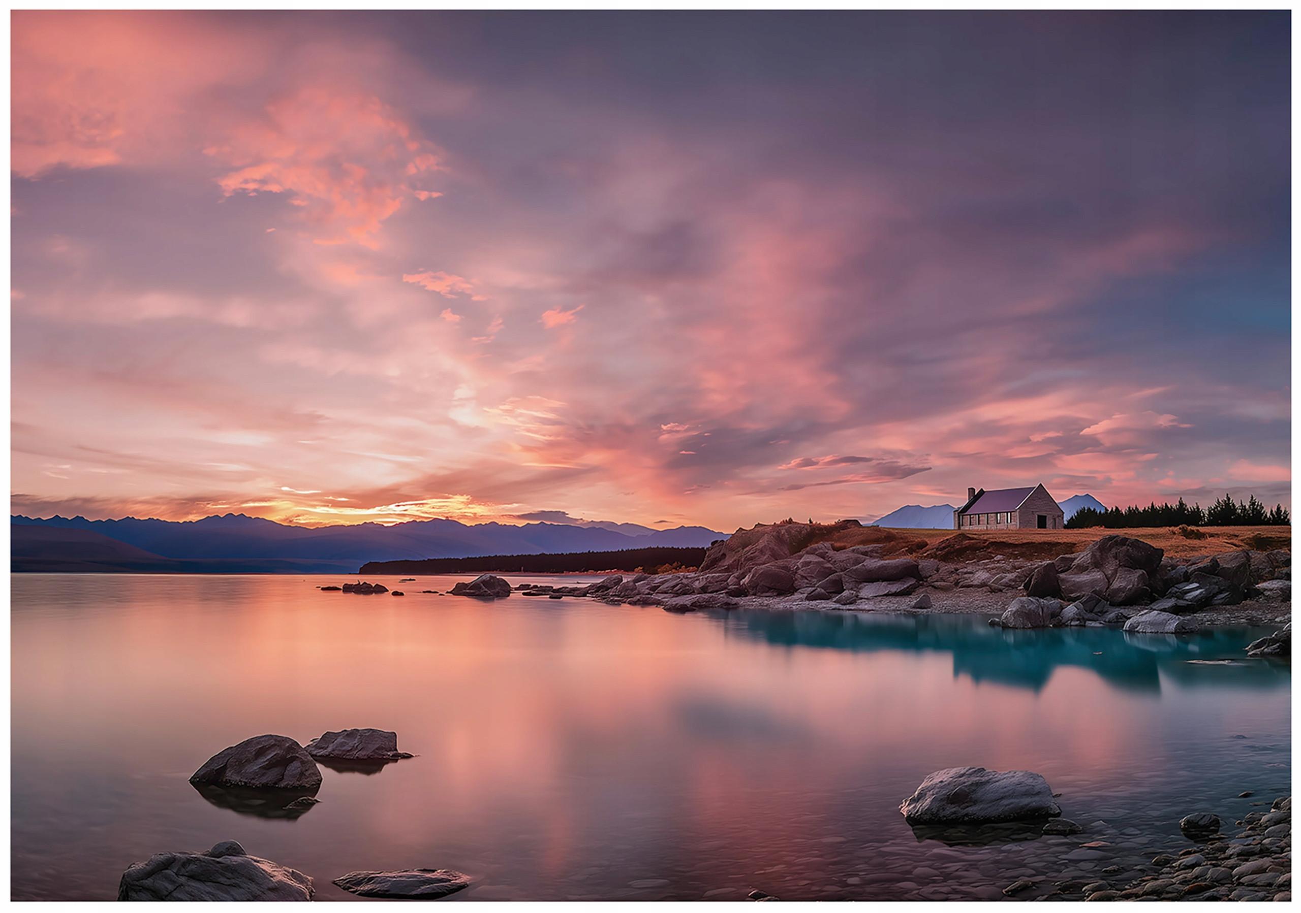 FOTOTAPETE Landschaft Himmel Rosa 250x175 cm - Multicolor, Papier (250/175cm) - Wallarena