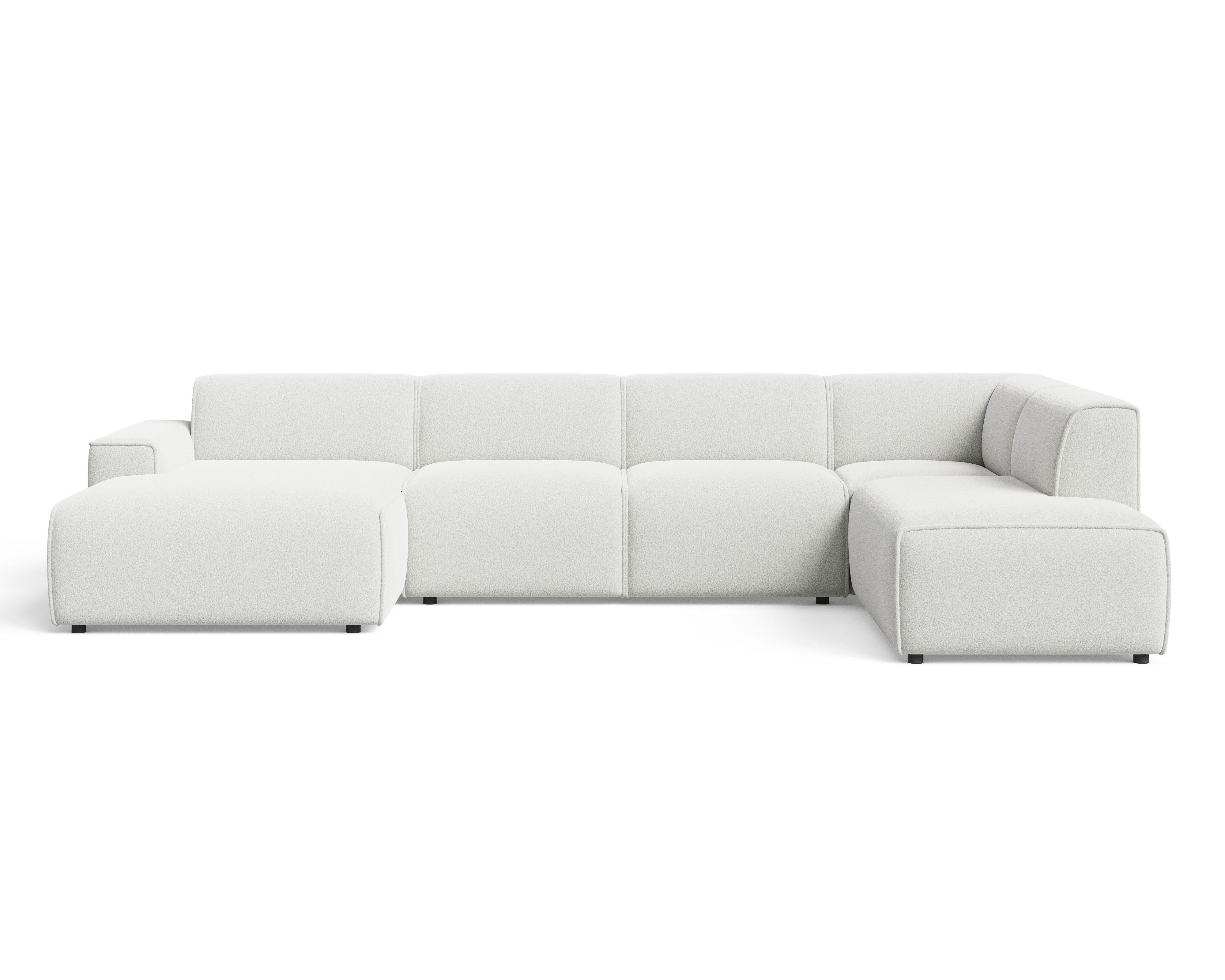 ECKSOFA U Belluno Weiß Rechts - Schwarz/Weiß, Holz/Kunststoff (220/378cm) - Graingold