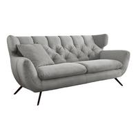 SOFA CHARME Grau Cord - Hellgrau/Schwarz, Textil/Metall (225/94/95cm) - KAWOLA